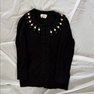 Kate Spade Black Cardigan with Embellished Collar